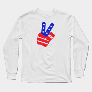 Vote - Vintage Peace Sign "V" (Hand Only) Long Sleeve T-Shirt